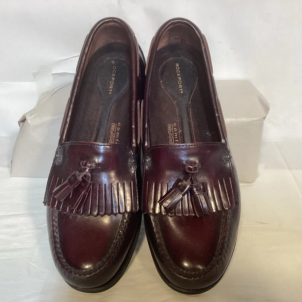 Rockport Burgundy Men’s Leather Tassel Loafers Size 9 - Picture 2 of 11